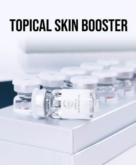 Celavu Topical Skin Booster vials in a presentation box