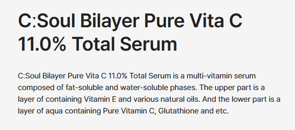 C:soul Bilayer Pure Vita C 11.0% Total Serum