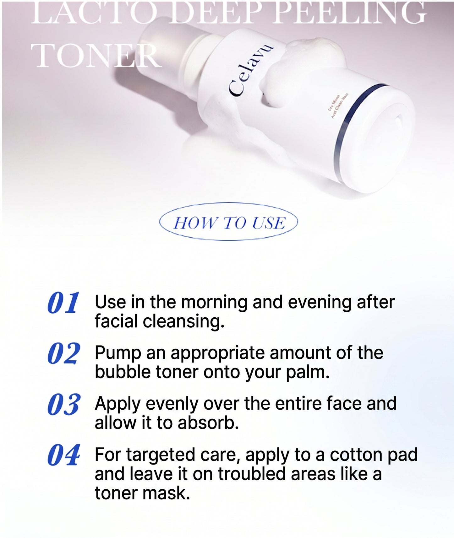 Celavu Lacto Peeling Bubble Toner - Gentle AHA BHA PHA Exfoliation & Deep Hydration