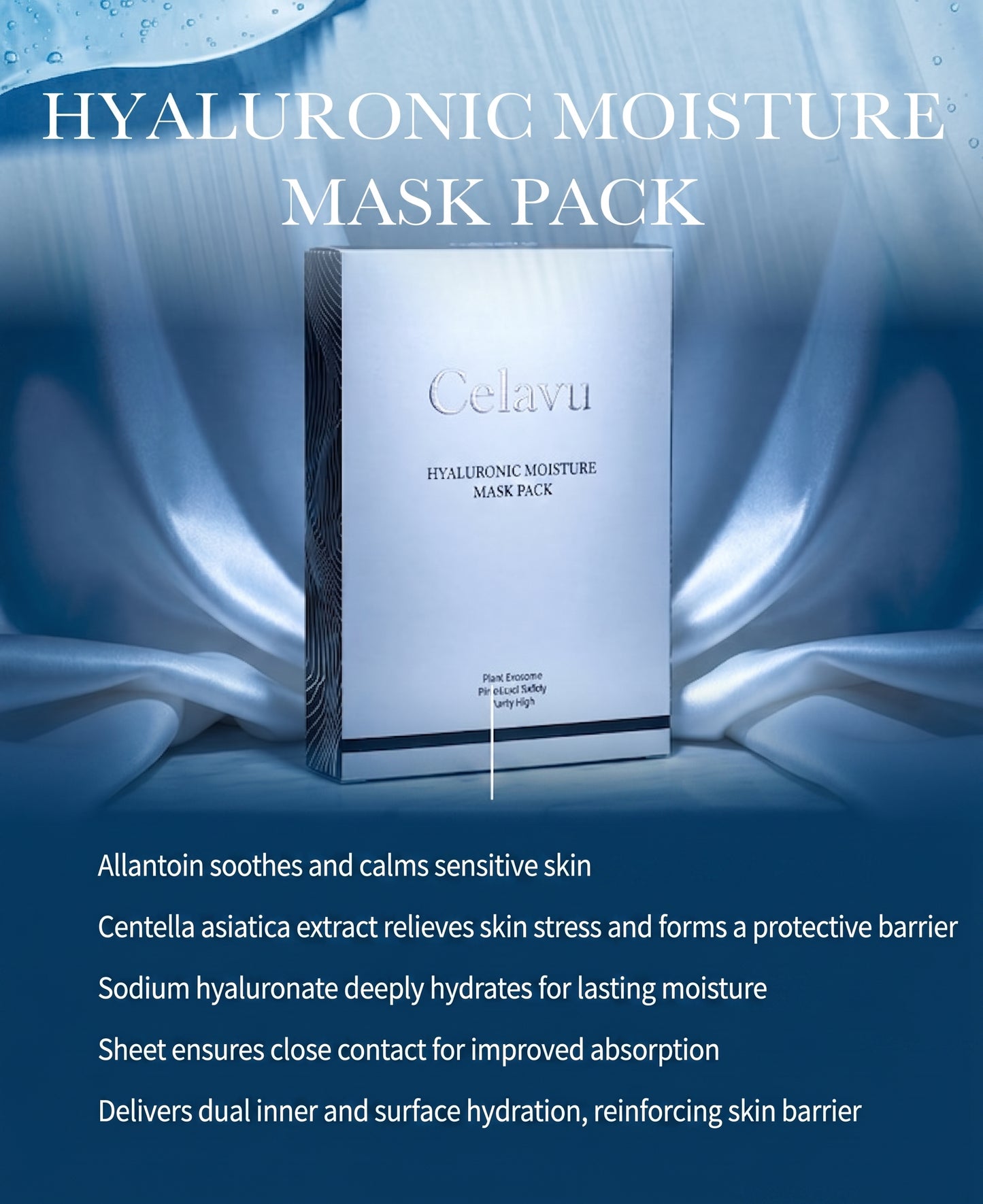 Celavu Hyaluronic Moisture Mask Pack - Intensive Soothing & Hydration All-In-One